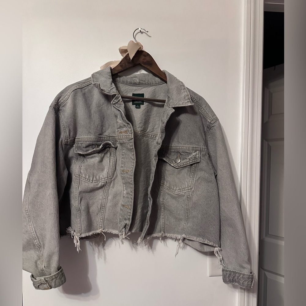 Wild Fable Light Gray Cropped Jean Jacket